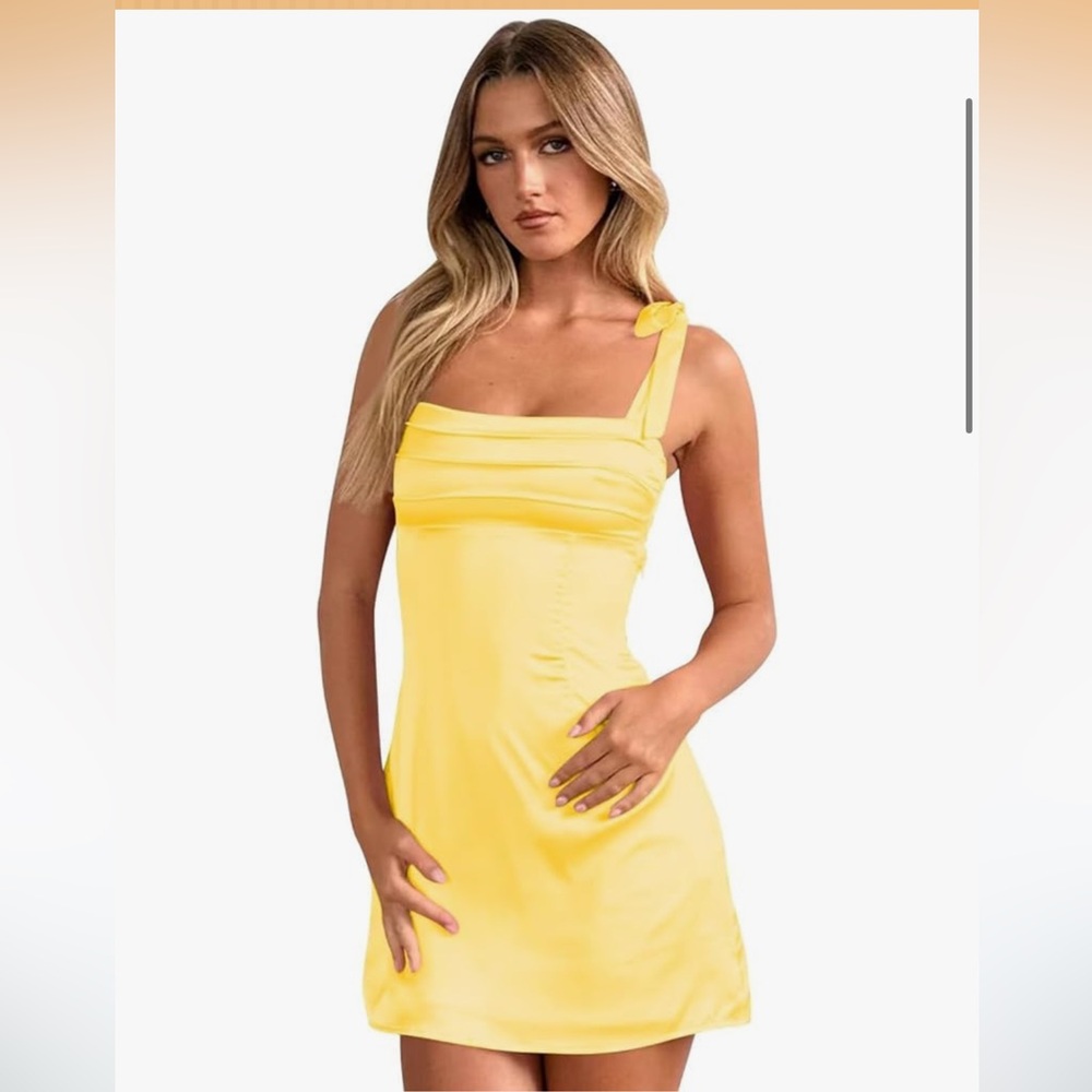 Yellow Satin Mini Dress